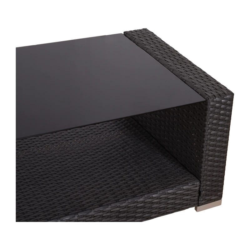 Outsunny 7 pc Rattan Sofa Set W/ Cushions-Black/Beige