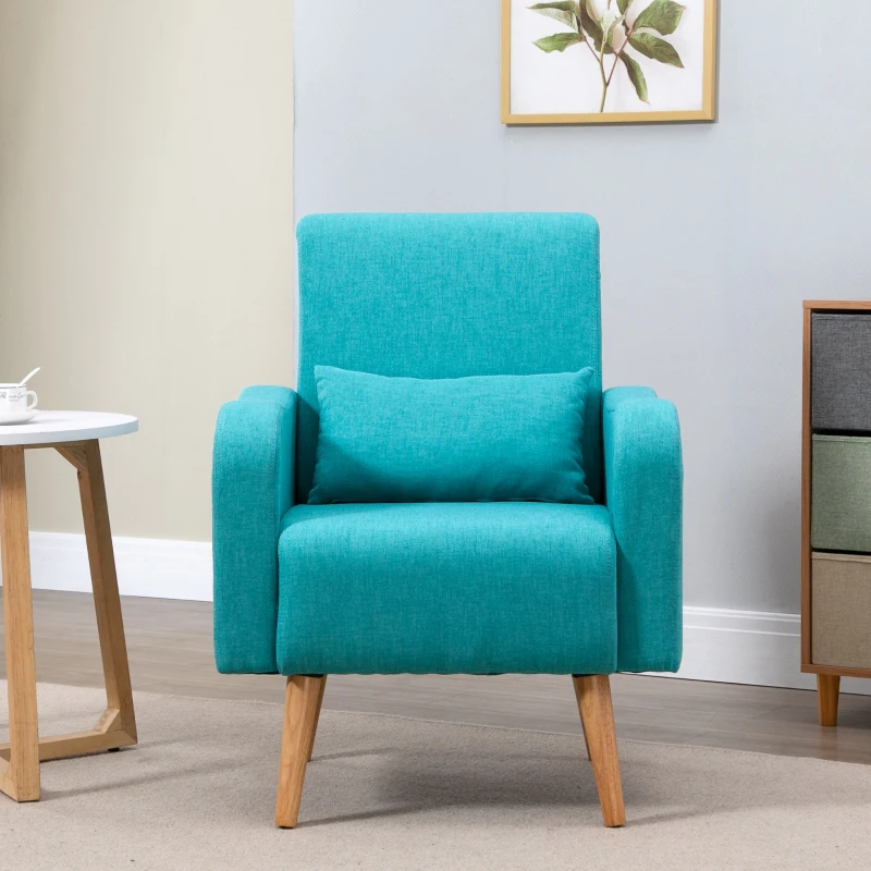 HOMCOM Nordic Armchair Sofa Chair, 72W x 77D x 93Hcm-Teal