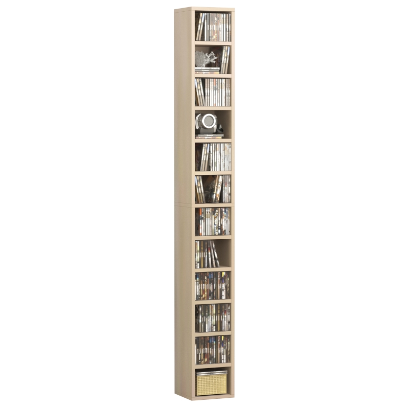 HOMCOM 21L×20W×175H cm Multimedia Shelf-Pine Wood Colour