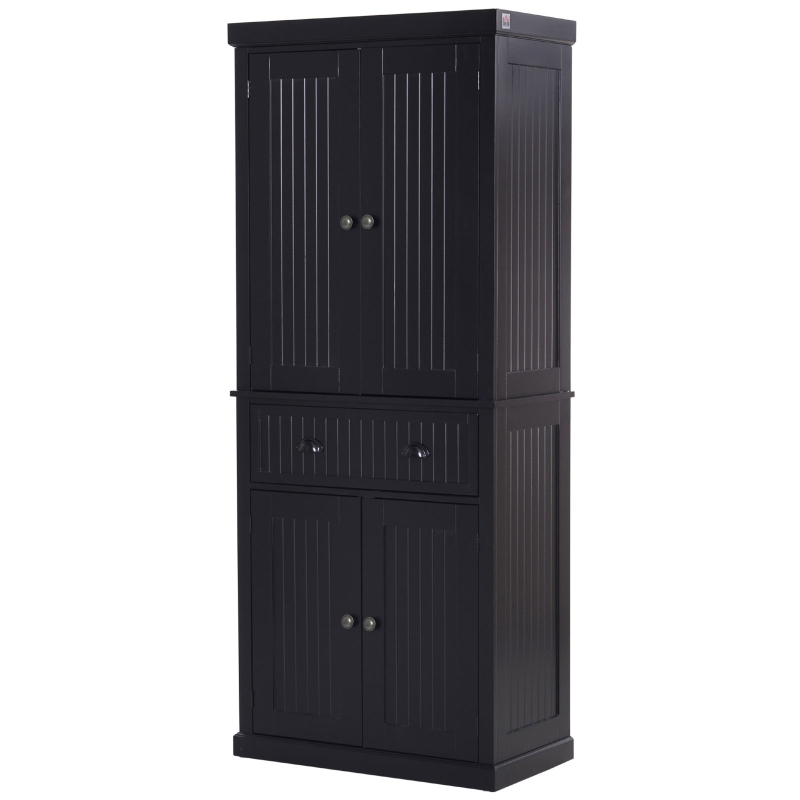 HOMCOM MDF Freestanding Tall Kitchen Cabinet Black