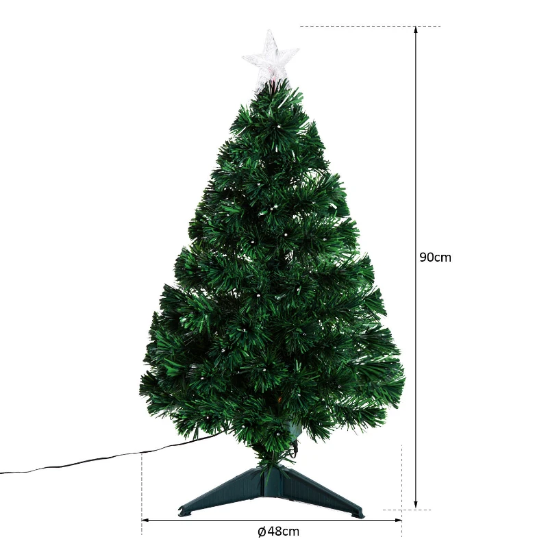 HOMCOM kerstboom dennenboom kerstboom met LED‘s glasvezelboom ster 8 model