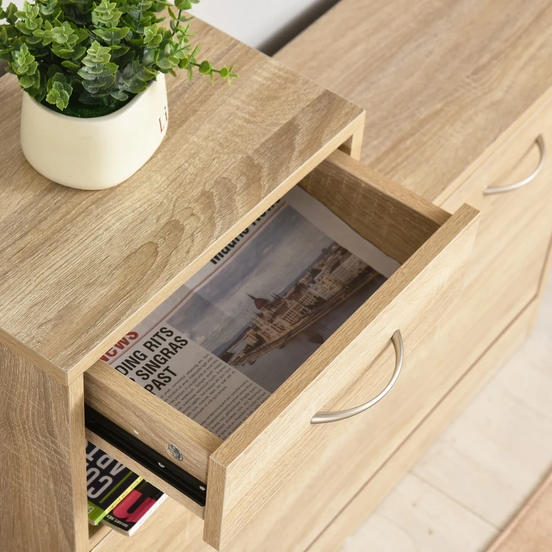 HOMCOM 3-in-1 garderobeset garderobe voor in de hal met schoenenkast wandspiegel garderobe 6 haken naturel 30,5 x 75,5 cm (spiegel)