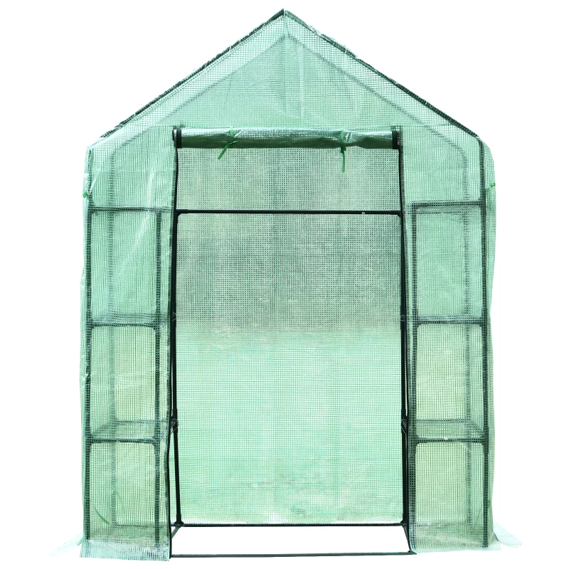 Outsunny Greenhouse W/ Shelves, 143x73x95 cm-Dark Green