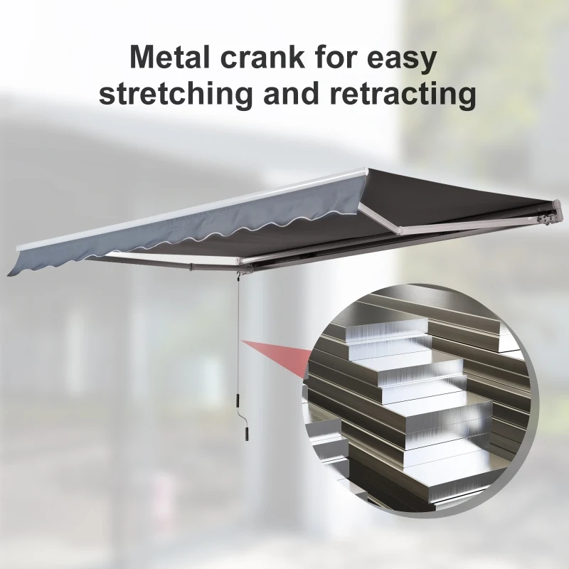 Outsunny Manual Retractable Awning, size (4m x3m)-Grey