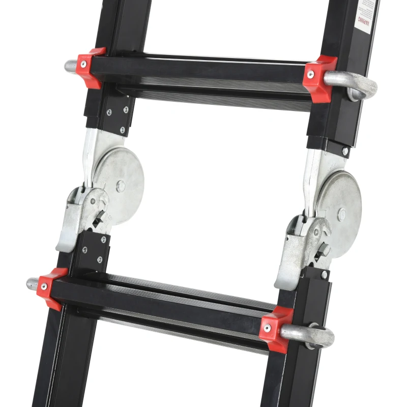 HOMCOM 4M Aluminium Telescopic Extendable Ladder w/ Non-Slip Feet