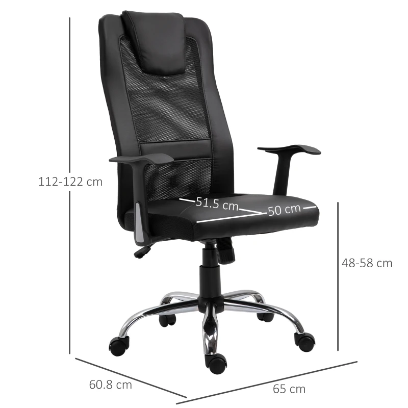 Vinsetto High Back Mesh Office Chair Swivel Ergonomic Task Executive Seat Adjustable Black