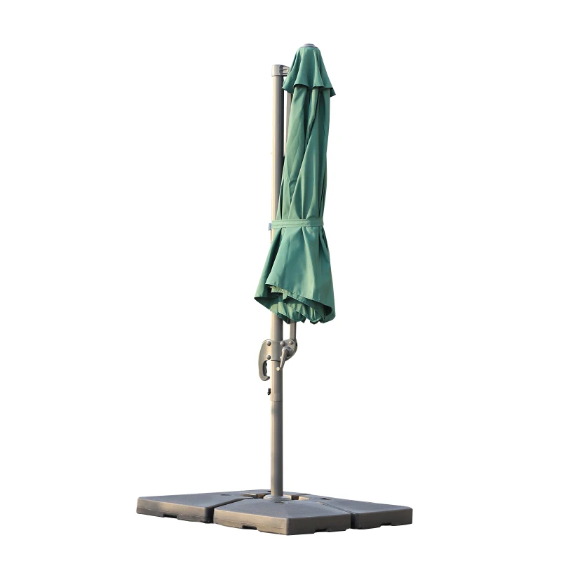 Outsunny Roma Sun Umbrella Cantilever Parasol 360° Rotation w/ Cross Base Green