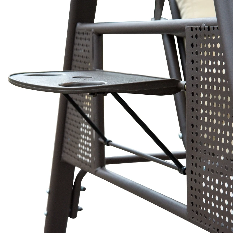 Outsunny Swing Chair Hammock 3 Seater Canopy Cushion Shelter Outdoor Bench Steel Beige Garden