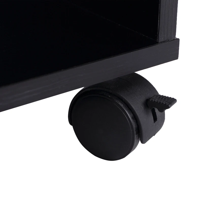 HOMCOM Mobiel rolbaar bureau zwart computerbureau tafel werktafel met aflegvlak