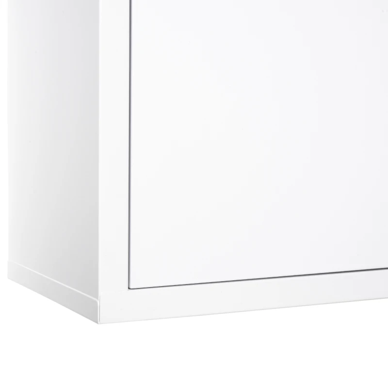 kleankin Medicijnkastje met Slot 3 Schappen Staal Wit 40 x 18 x 60 cm(m-9)