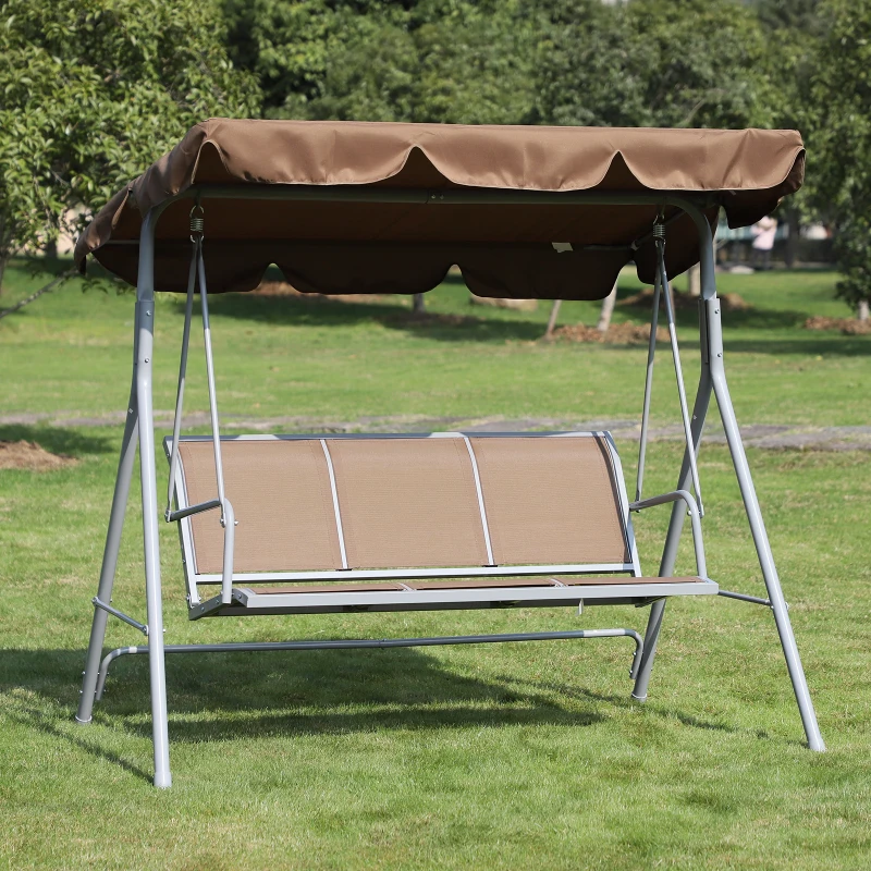 Outsunny Outdoor 3-Seater Swing Chair-Brown