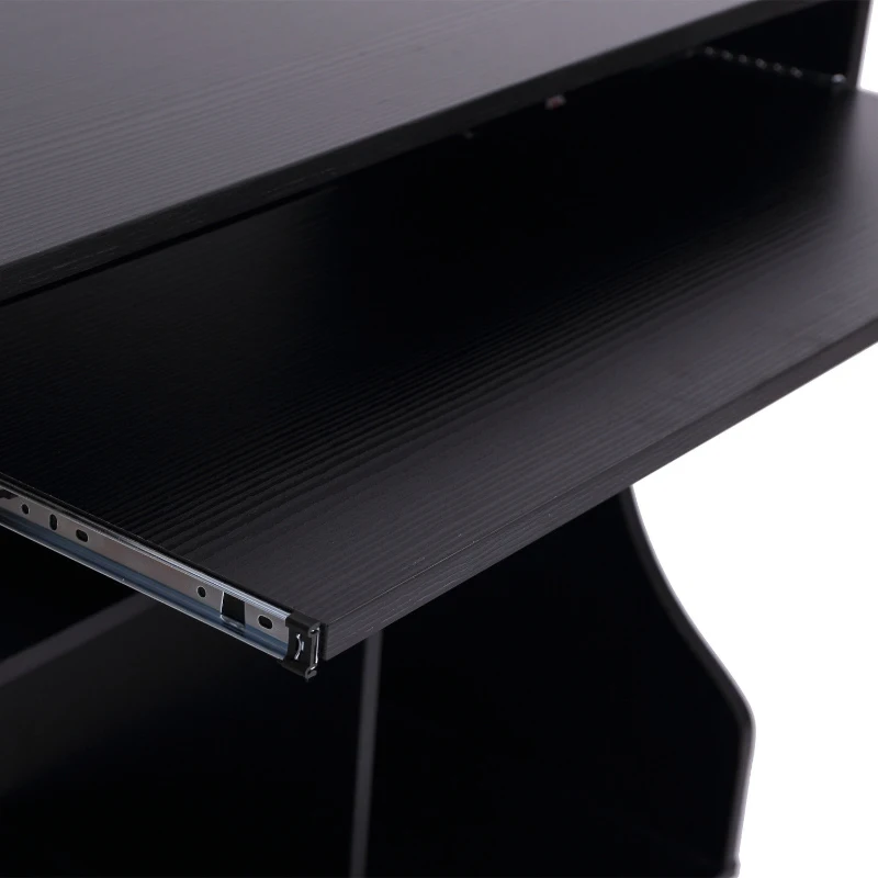 HOMCOM Mobiel rolbaar bureau zwart computerbureau tafel werktafel met aflegvlak