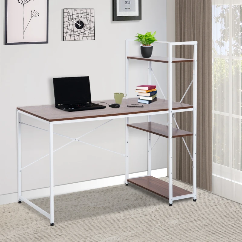 HOMCOM bureau met plank computerbureau werktafel bureau zwart/wit