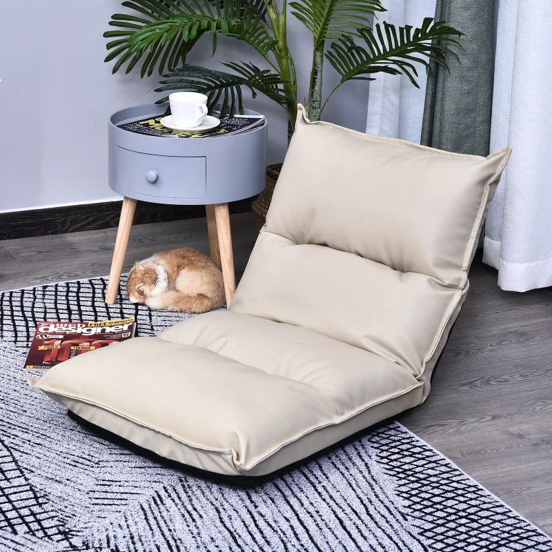 zitkussen relaxstoel ligstoel vloerkussen zitzak verstelbaar met rugleuning roomwit