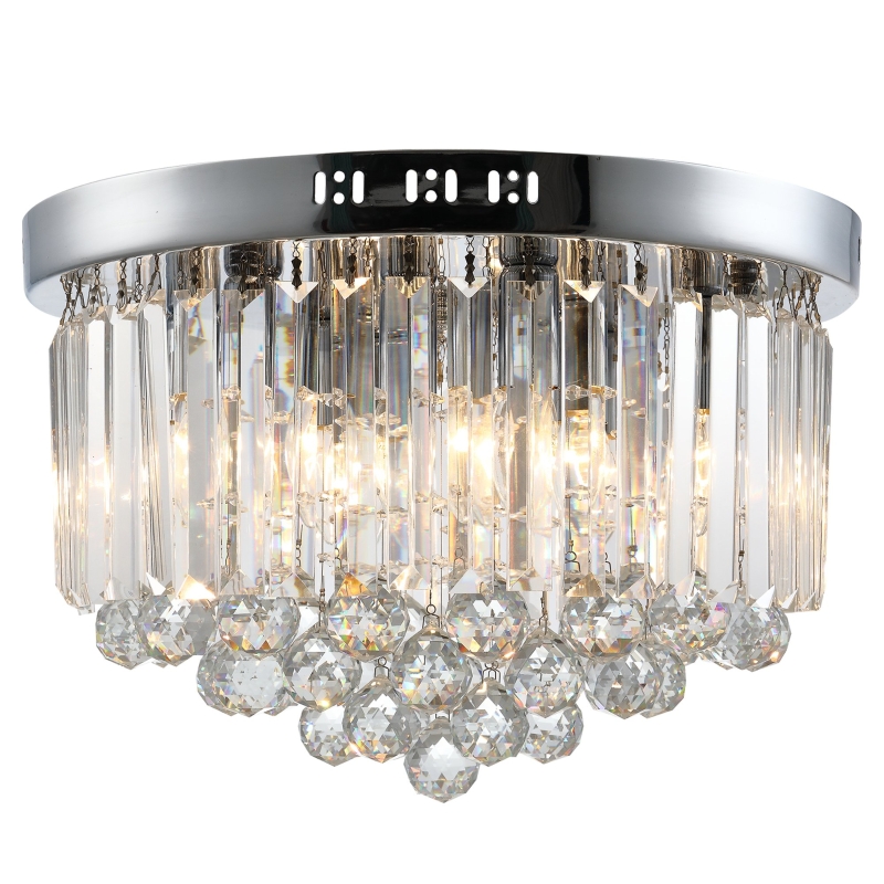 HOMCOM Luxurious Crystal Ceiling Light Chandelier for Living Room Kitchen Hall Silver