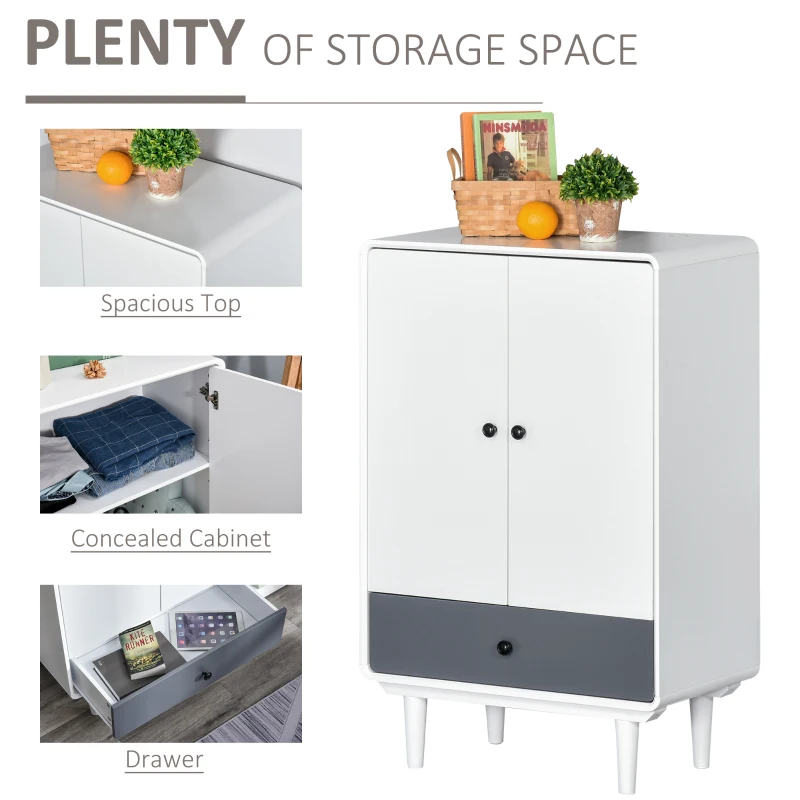 HOMCOM Modern Cabinet Storage Organizer with Doors and Drawer for Bedroom & Living Room