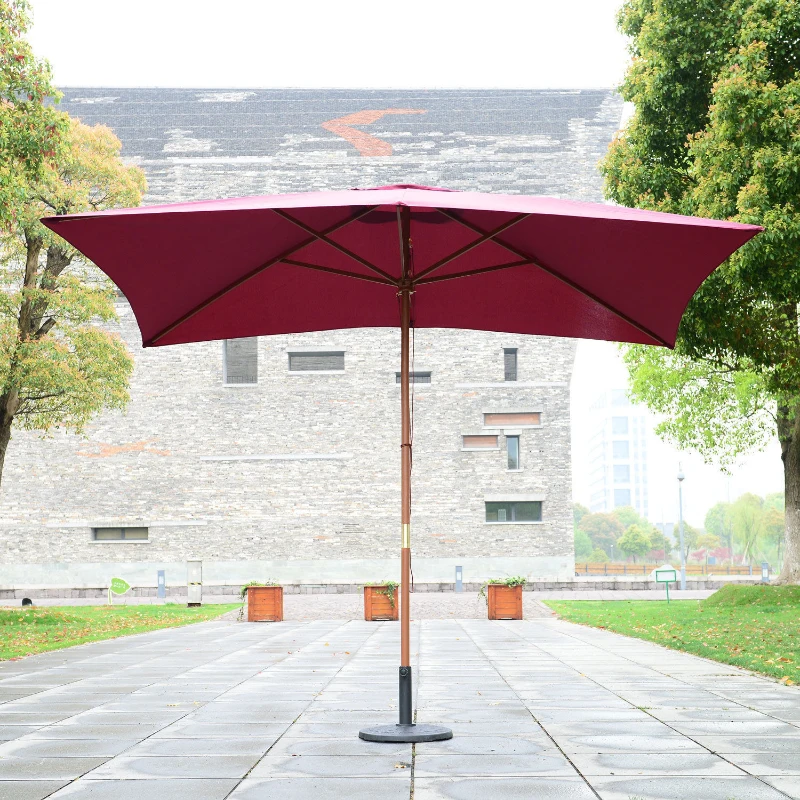 Outsunny 3x2 m Wooden Garden Parasol-Wine Red