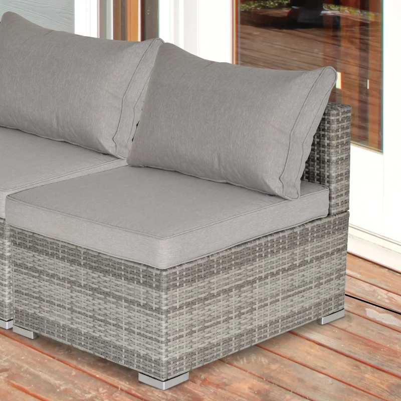 Outsunny Outdoor Garden Furniture Rattan Single Sofa w/ Cushions Light Grey