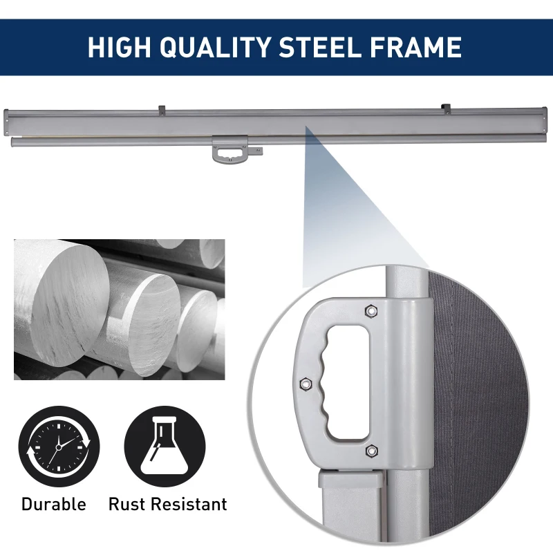 Outsunny Pull-Out Side Awning Sun Protection Steel Frame Retractable Privacy Grey 3x2M