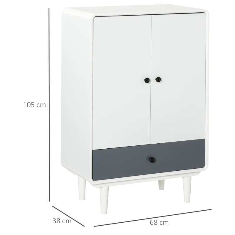 HOMCOM Modern Cabinet Storage Organizer with Doors and Drawer for Bedroom & Living Room