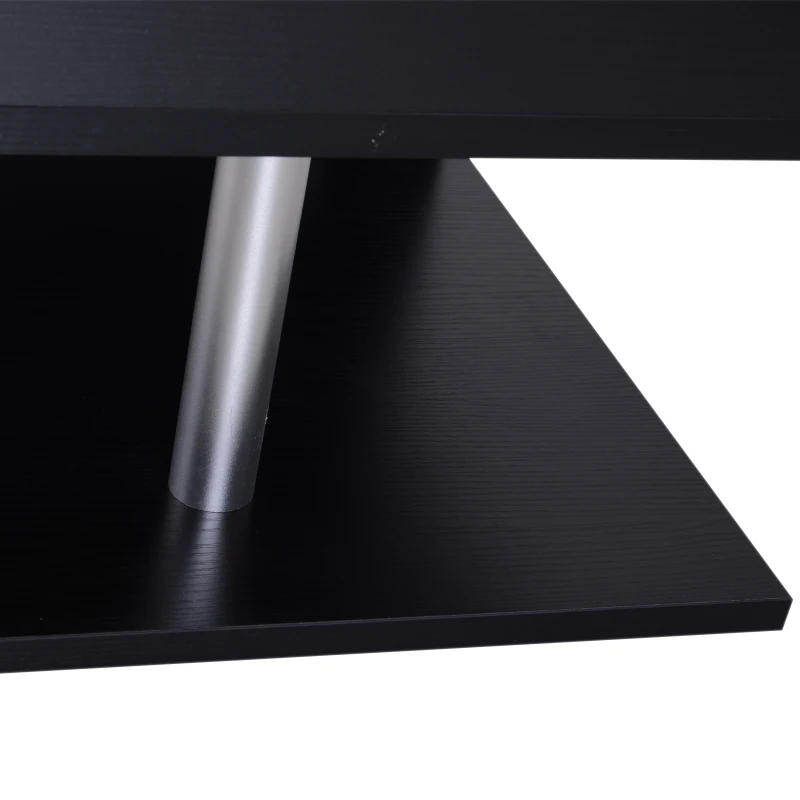 HOMCOM bijzettafel salontafel woonkamertafel salontafel 3 vakken spaanplaat + aluminiumlegering zwart 48 x 48 x 48 cm | Aosom.de