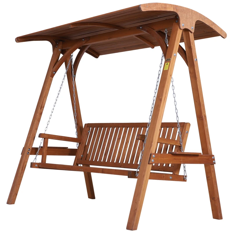 Outsunny 3-Seater Spruce Wood Swing Chair Bench