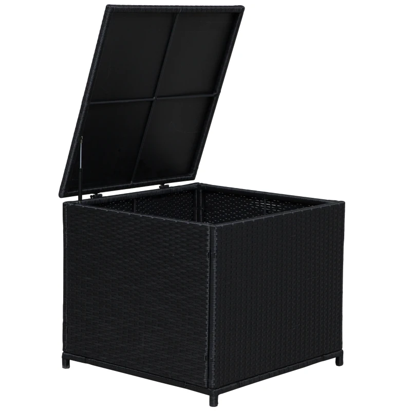 Outsunny 4 pcs Rattan Furniture Sofa Storage Table Set w/ 2 Drawers Corner Table Black