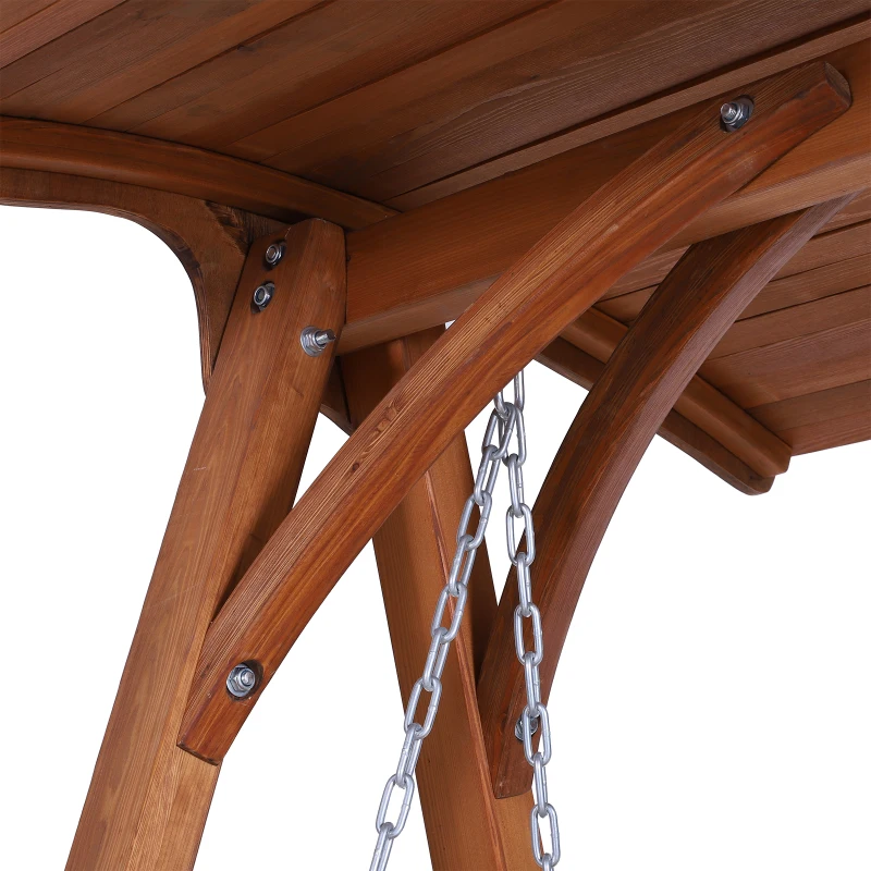 Outsunny 3-Seater Spruce Wood Swing Chair Bench