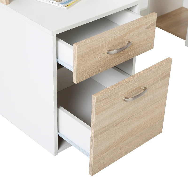 HOMCOM Wooden Computer Desk 140Lx55Dx92H cm-Oak/White