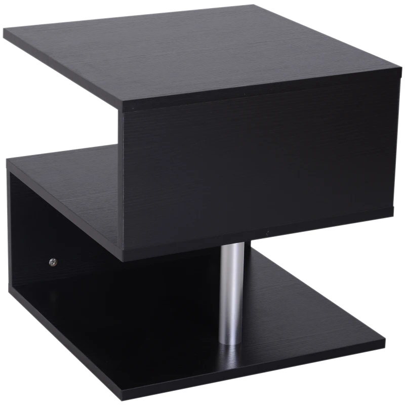 HOMCOM bijzettafel salontafel woonkamertafel salontafel 3 vakken spaanplaat + aluminiumlegering zwart 48 x 48 x 48 cm | Aosom.de