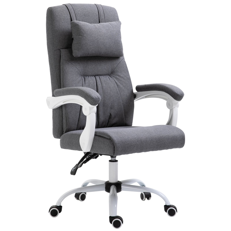 Vinsetto Office Chair w/ Massage Pillow Executive Reclining Ergonomic USB Charger Adjustable Height 360° Swivel Base Grey