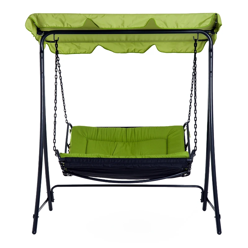 Outsunny Swing Chair Hammock Bed Seat Adjustable Canopy Cushion Green Outdoor Garden