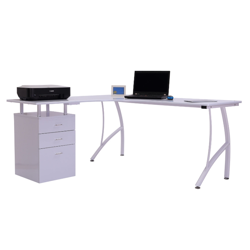HOMCOM L-Shape Computer Desk-White