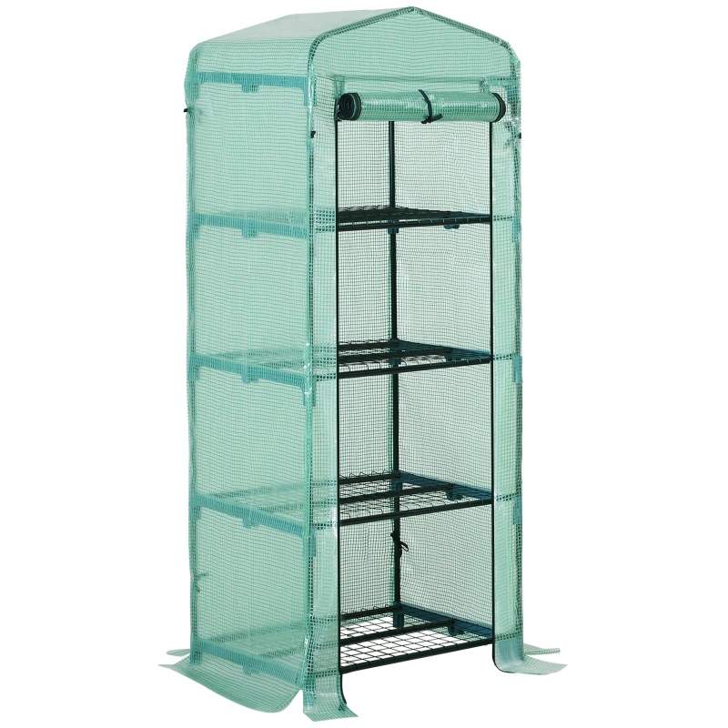Outsunny Mini Greenhouse 4-Tier Portable w/ Clear Cover Plant Grow House Shed
