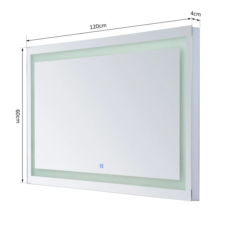 HOMCOM LED Illuminated Bathroom Mirror, 120Wx60HX4D cm-Silver