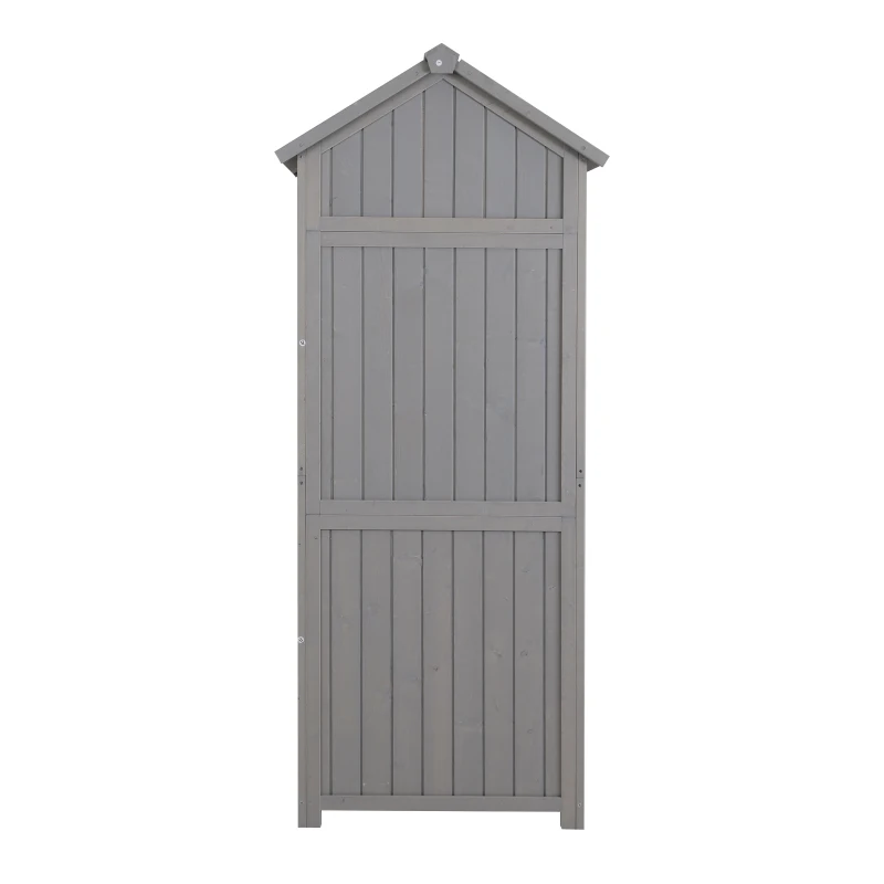 Outsunny Garden Shed Tool Room Storage House Water-resistant Spire Roof Pine Cedarwood -Grey