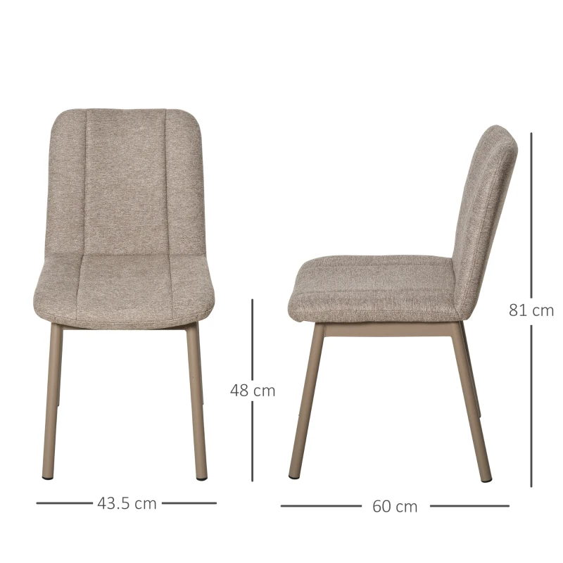 HOMCOM 2 Pieces Armless Dining Chair with Metal Leg Sponge Padding for Home Office