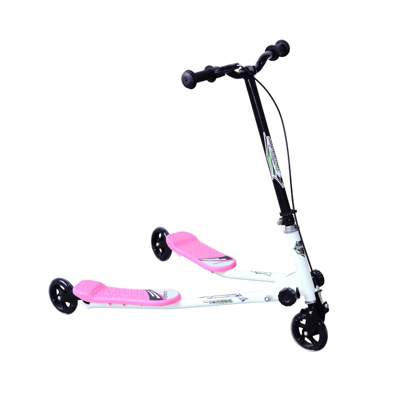 HOMCOM Kids 3 Wheels Foldable Scooter-Pink/White
