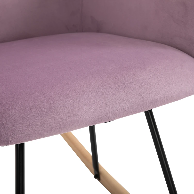 HOMCOM moderne schommelstoel ligstoel linnen schuimstof metaal beuken lila