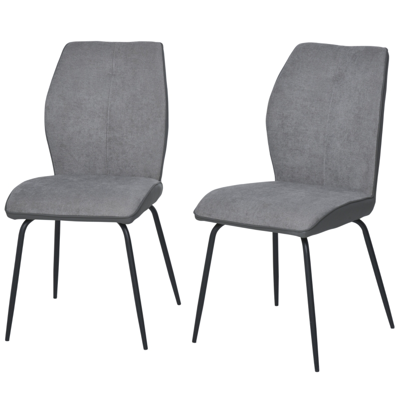 Eetkamerstoelen set van 2 keukenstoel bureaustoel schuim linnen PU grijs