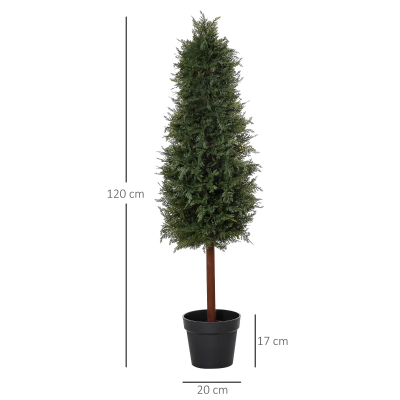 Outsunny Set of 2 Artificial Pine Trees Fake Ceder Plant Potted Home Office Décor, 120cm