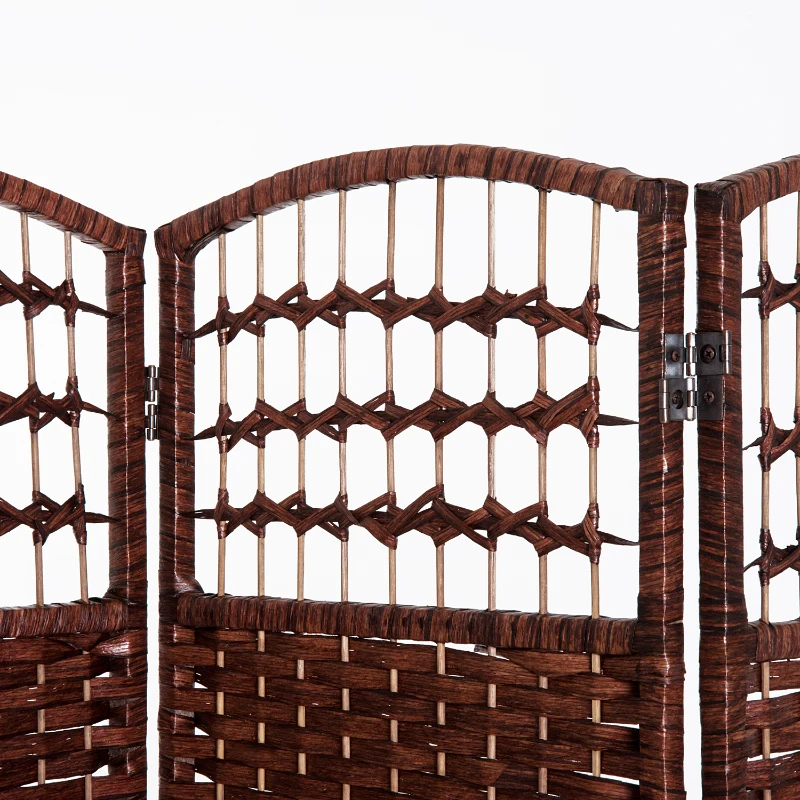 HOMCOM roomdivider kamerscherm Spaanse wand 4-delig 160x170 cm bamboe + hout bruin