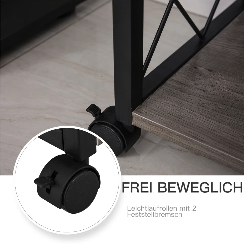 HOMCOM bijzettafel serveerwagen met lade opbergruimte keukenwagen dressoir grijs