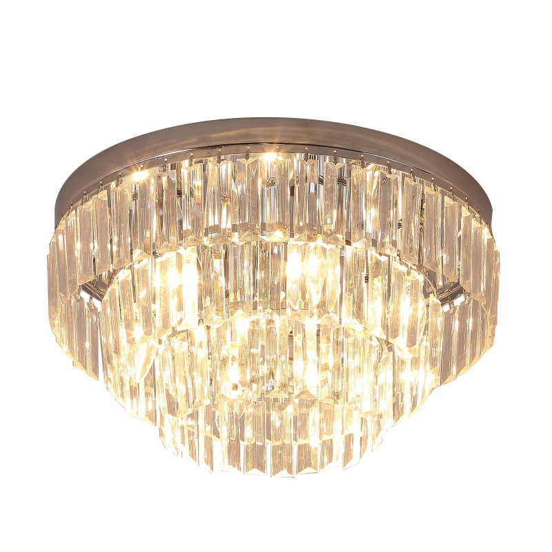 HOMCOM Crystal Light Chandelier, Ф40x30H cm-Steel/Crystal
