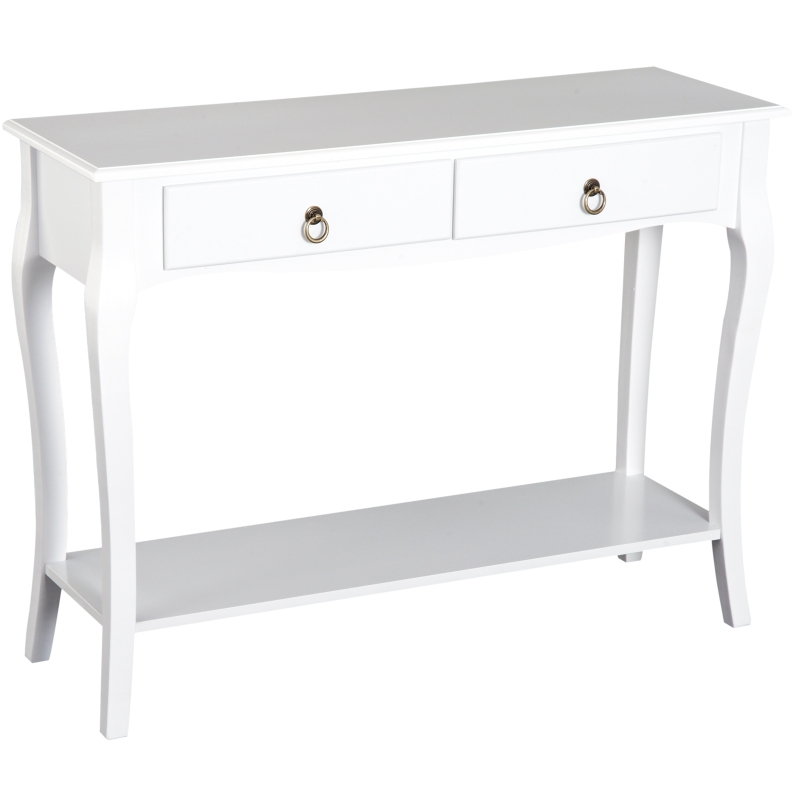 consoletafel met 2 lades console sideboard houten poten hal wit
