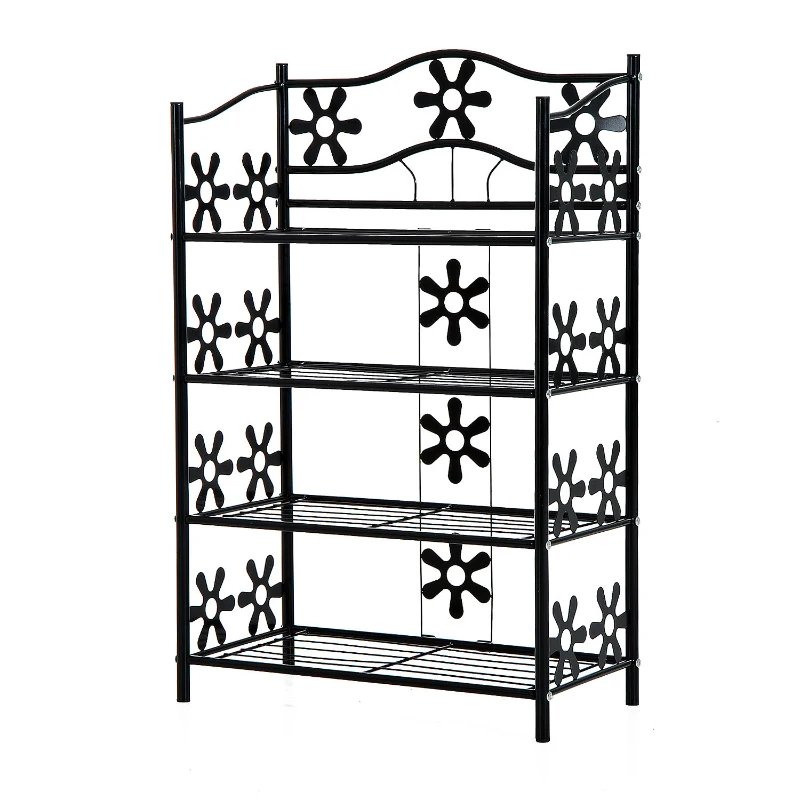 HOMCOM plantenrek bloemenrek plantenstandaard plantenetagere metaal 4 niveaus zwart