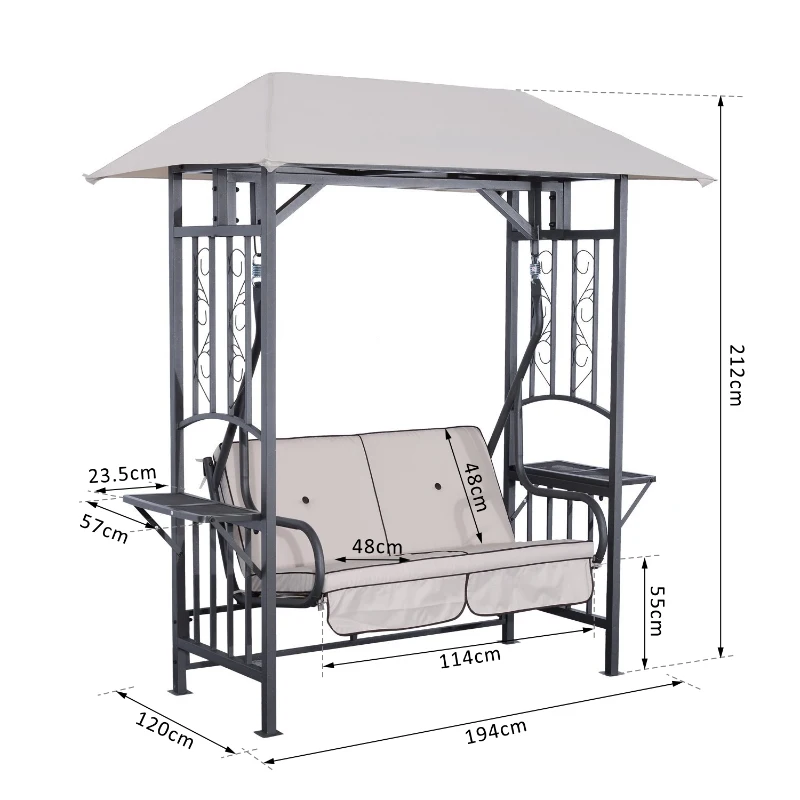 Outsunny Garden Texteline 2 Person Swing Chair-Beige