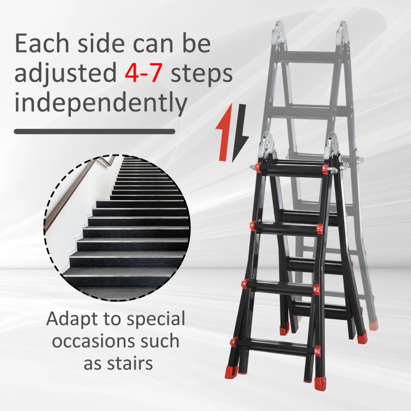 HOMCOM 4M Aluminium Telescopic Extendable Ladder w/ Non-Slip Feet