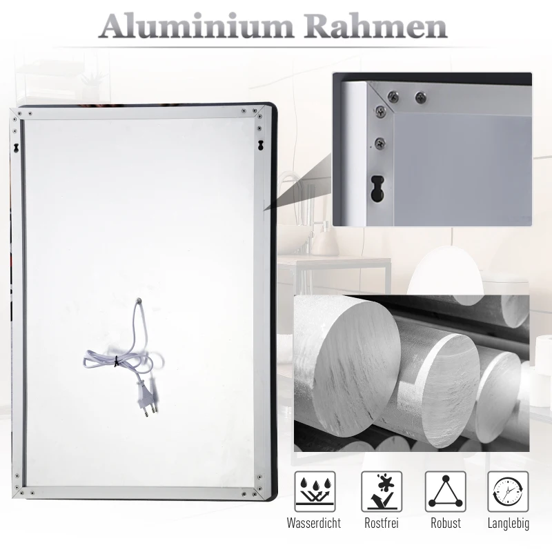 HOMCOM lichtspiegel LED-spiegel badspiegel badkamerspiegel wandspiegel (model 2/50 x 70 x 4 cm)