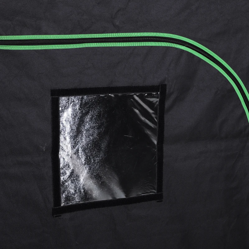 Outsunny Greenhouse for Hydroponic Plant Indoor Grow Tent Canopy with reflective Mylar 600D Oxford 120Lx60Wx150H cm Black/Green